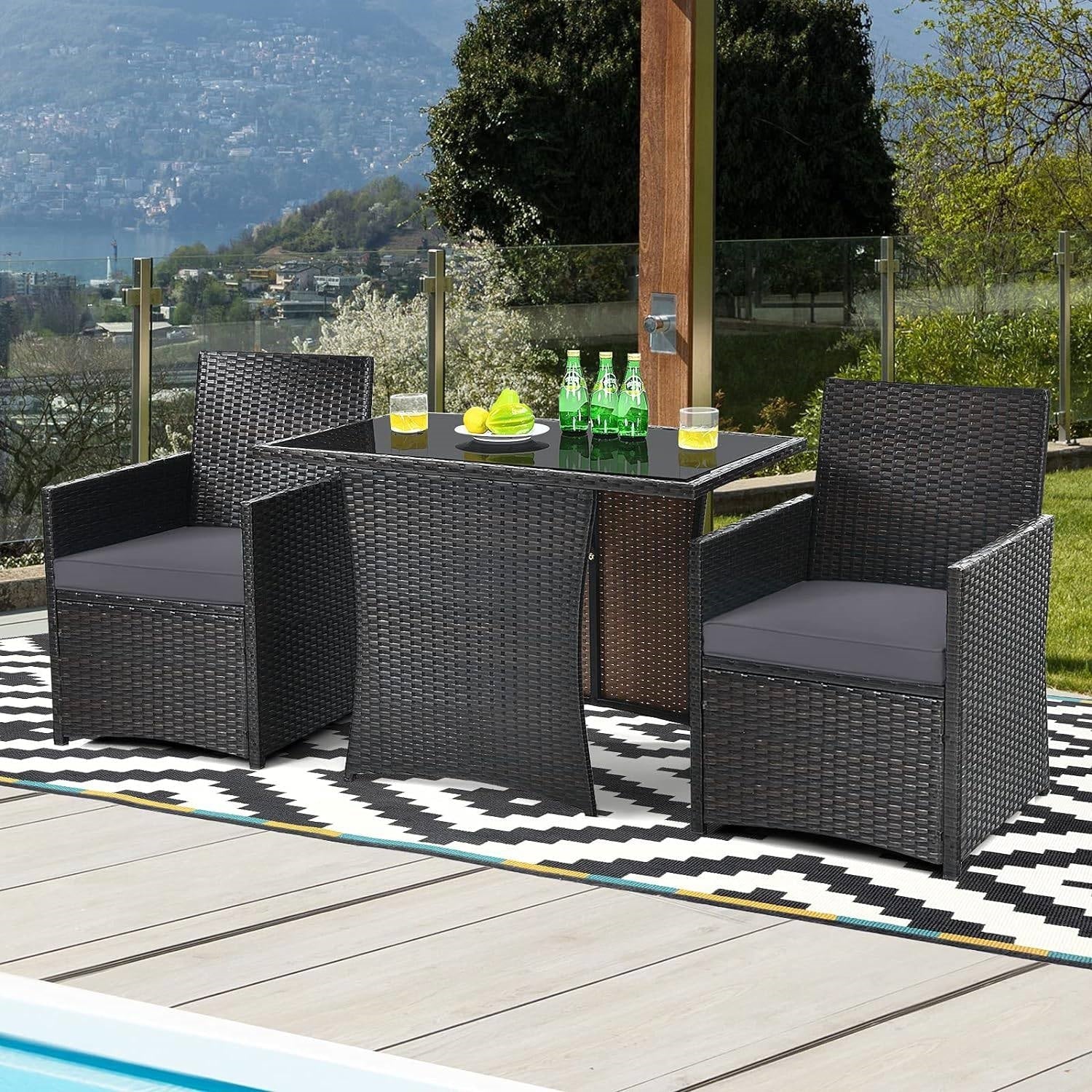 3-Piece Outdoor Patio Furniture Bistro Dining Set