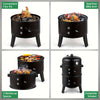3-in-1 Charcoal Smoker Grill BBQ Fire Pit Portable Outdoor Camping Grill