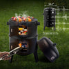 3-in-1 Charcoal Smoker Grill BBQ Fire Pit Portable Outdoor Camping Grill