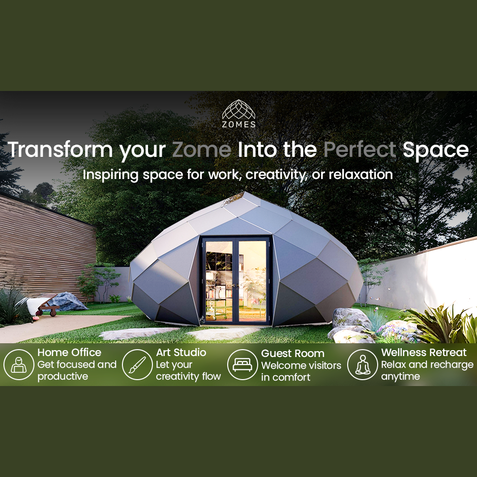 Zomes Pod - 120 sq ft Eco-Friendly Outdoor Office Pod