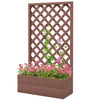 Brown Wooden Raised Garden Bed Planter Box with Lattice Trellis