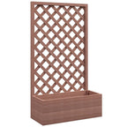 Brown Wooden Raised Garden Bed Planter Box with Lattice Trellis