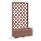 Brown Wooden Raised Garden Bed Planter Box with Lattice Trellis