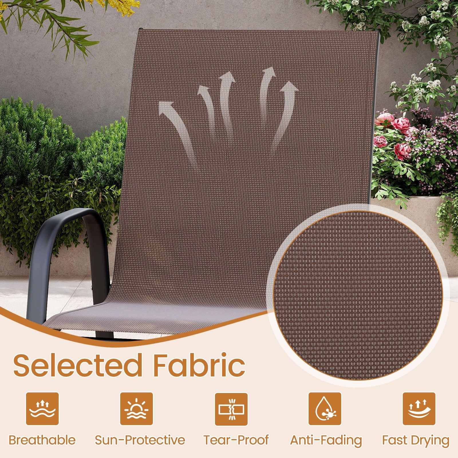 Outdoor Bar Stools Set of 2 - 29 Inch Fabric Bar Height Stools with Armrests