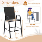 Outdoor Bar Stools Set of 2 - 29 Inch Fabric Bar Height Stools with Armrests
