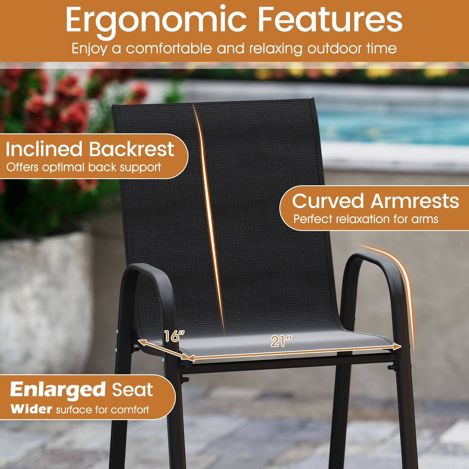 Outdoor Bar Stools Set of 2 - 29 Inch Fabric Bar Height Stools with Armrests