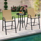 Outdoor Bar Stools Set of 2 - 29 Inch Fabric Bar Height Stools with Armrests