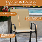 Outdoor Bar Stools Set of 2 - 29 Inch Fabric Bar Height Stools with Armrests