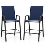 Outdoor Bar Stools Set of 2 - 29 Inch Fabric Bar Height Stools with Armrests
