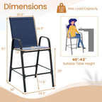 Outdoor Bar Stools Set of 2 - 29 Inch Fabric Bar Height Stools with Armrests