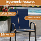 Outdoor Bar Stools Set of 2 - 29 Inch Fabric Bar Height Stools with Armrests