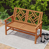 Outdoor Bench Wood 2-Person Patio Loveseat Chair with Geometric Backrest