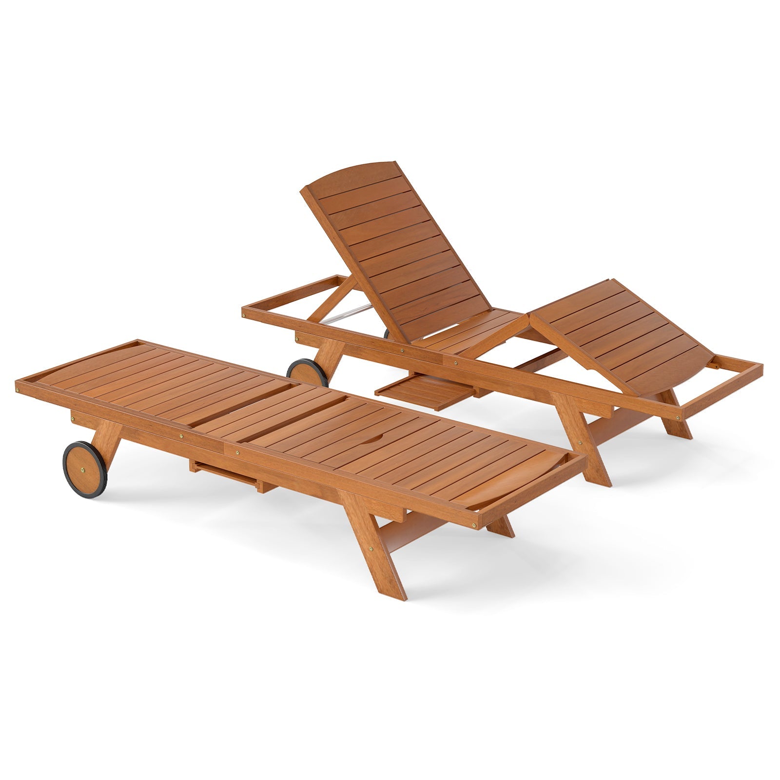 Outdoor Chaise Lounge Chair with Wheels