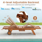 Outdoor Chaise Lounge Chair with Wheels