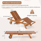 Outdoor Chaise Lounge Chair with Wheels