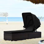 Outdoor Chaise Lounge Chair with Folding Canopy