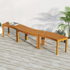 Outdoor Curved Acacia Wood Bench Set of 2/3/4 for Front Porch