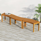 Outdoor Curved Acacia Wood Bench Set of 2/3/4 for Front Porch