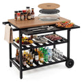 Outdoor Dining Cart with BBQ Grill and Folding Side Panel