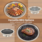 Outdoor Dining Cart with BBQ Grill and Folding Side Panel
