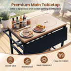 Outdoor Dining Cart with BBQ Grill and Folding Side Panel