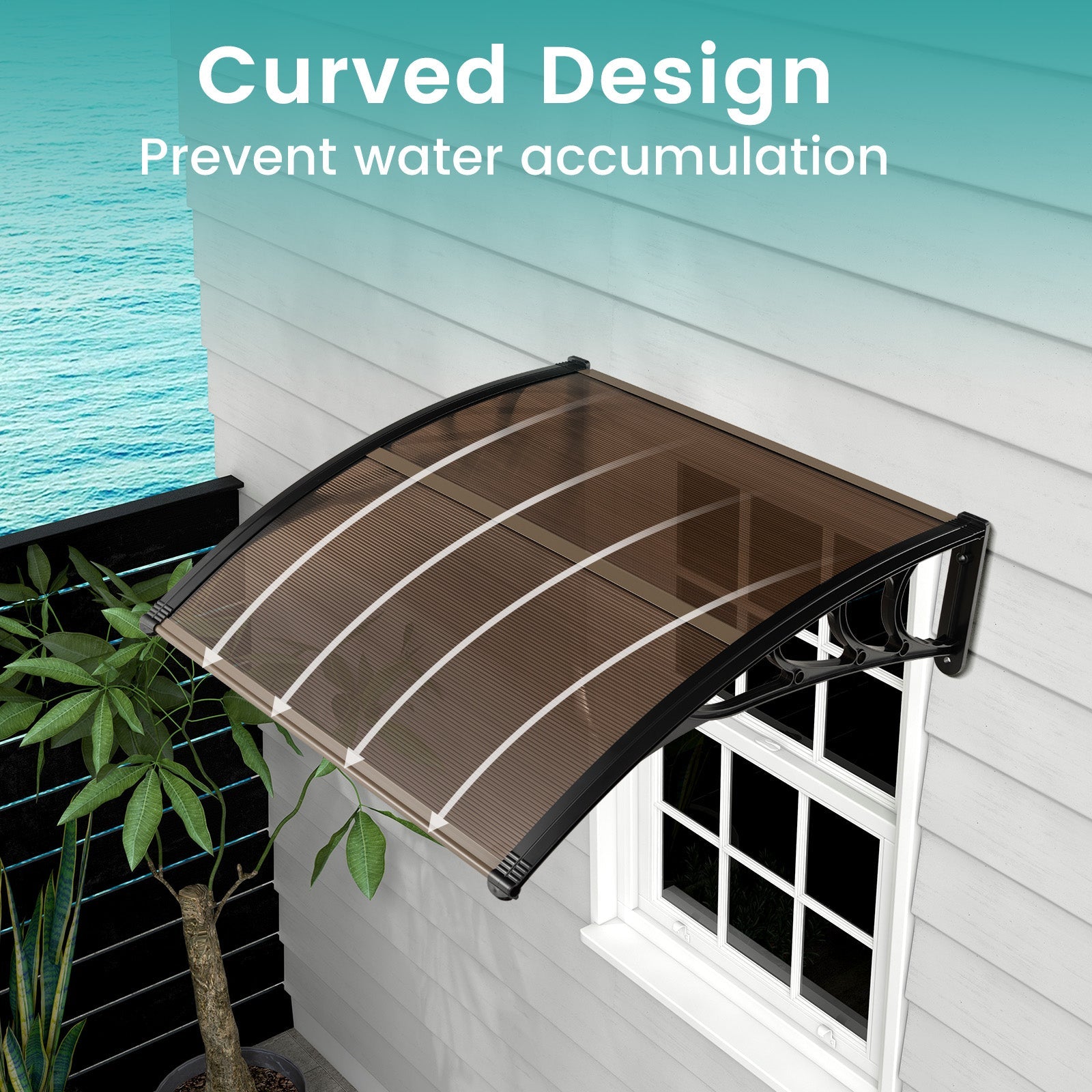 Outdoor Front Door Patio Overhang Awning for Sunlight Rain Snow Wind Protection