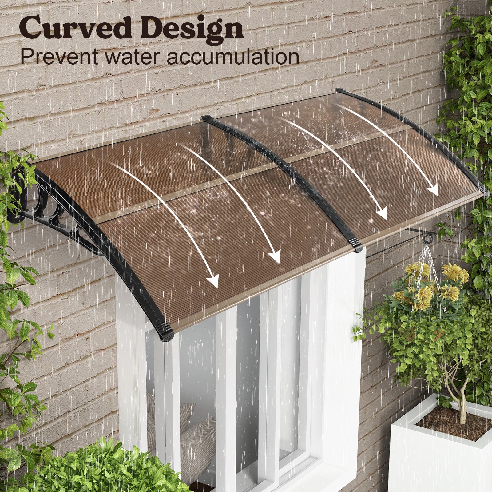 Outdoor Front Door Patio Overhang Awning for Sunlight Rain Snow Wind Protection
