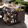 Outdoor Grill Cart with Storage Cabinet, Shelves, and Stainless-Steel Top