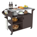Outdoor Grill Cart with Storage Cabinet, Shelves, and Stainless-Steel Top