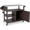 Outdoor Grill Cart with Storage Cabinet, Shelves, and Stainless-Steel Top