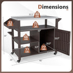 Outdoor Grill Cart with Storage Cabinet, Shelves, and Stainless-Steel Top