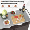 Outdoor Grill Cart with Storage Cabinet, Shelves, and Stainless-Steel Top