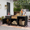 Outdoor Grill Table with Sink - Heavy Duty Metal Grill Cart-Black