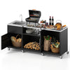 Outdoor Grill Table with Sink - Heavy Duty Metal Grill Cart-Black