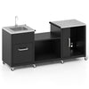 Outdoor Grill Table with Sink - Heavy Duty Metal Grill Cart-Black