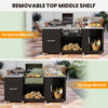Outdoor Grill Table with Sink - Heavy Duty Metal Grill Cart-Black
