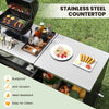 Outdoor Grill Table with Sink - Heavy Duty Metal Grill Cart-Black