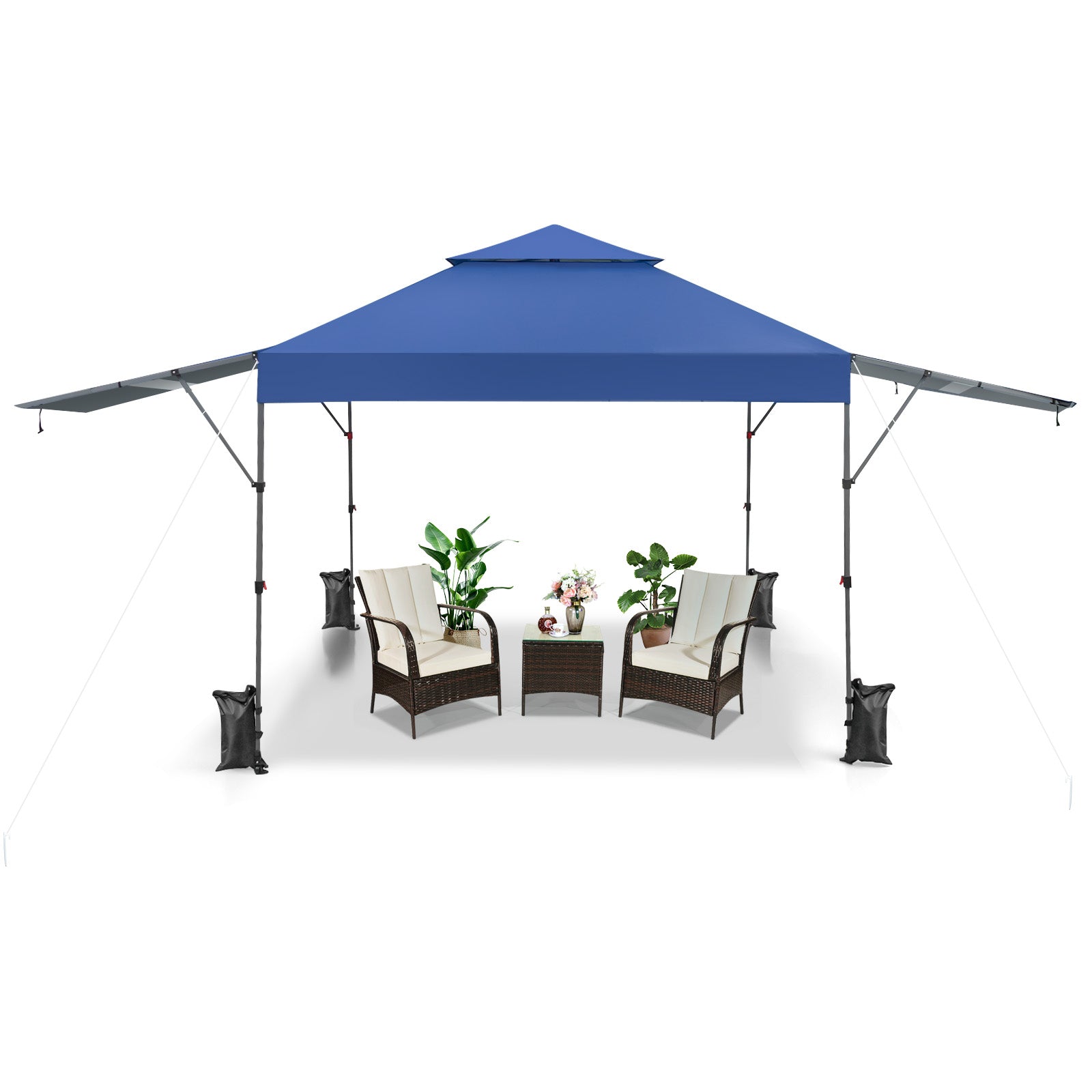 10 x 17.6 Feet Outdoor Instant Pop-up Canopy Tent with Dual Half Awnings