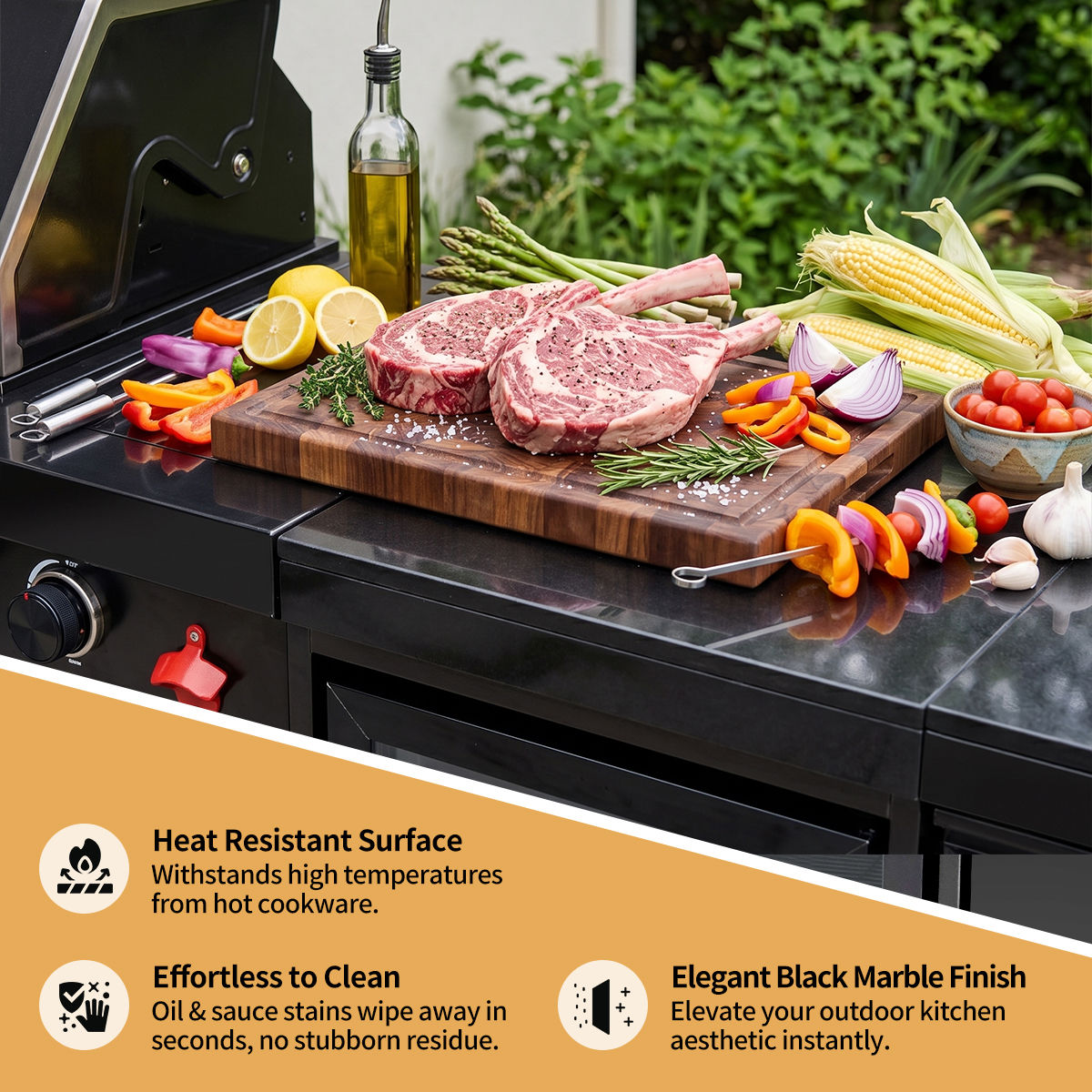 104" 4-Burner 72,000 BTU Black Outdoor Kitchen Bar Barbecue Island Grill