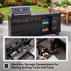 104" 4-Burner 72,000 BTU Black Outdoor Kitchen Bar Barbecue Island Grill