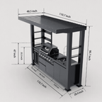 Outdoor Kitchen Island POD | 100.7" Black Stainless Steel | Propane Gas BBQ Grill,l Sink, and Fridge