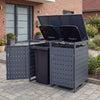 Outdoor Metal Garbage Bin Storage Shed for 2 Trash Cans Double Trash Can Enclosure-Gray