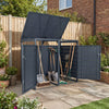 Outdoor Metal Garbage Bin Storage Shed for 2 Trash Cans Double Trash Can Enclosure-Gray