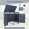 Outdoor Metal Garbage Bin Storage Shed for 2 Trash Cans Double Trash Can Enclosure-Gray