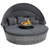 Outdoor Furniture | Outdoor Furniture | Outdoor PE Wicker Round Daybed with Retractable Canopy and Cushions