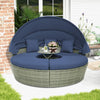 Outdoor Furniture | Outdoor Furniture | Outdoor PE Wicker Round Daybed with Retractable Canopy and Cushions