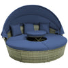 Outdoor Furniture | Outdoor Furniture | Outdoor PE Wicker Round Daybed with Retractable Canopy and Cushions