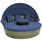 Outdoor Furniture | Outdoor Furniture | Outdoor PE Wicker Round Daybed with Retractable Canopy and Cushions