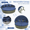 Outdoor Furniture | Outdoor Furniture | Outdoor PE Wicker Round Daybed with Retractable Canopy and Cushions