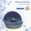 Outdoor Furniture | Outdoor Furniture | Outdoor PE Wicker Round Daybed with Retractable Canopy and Cushions